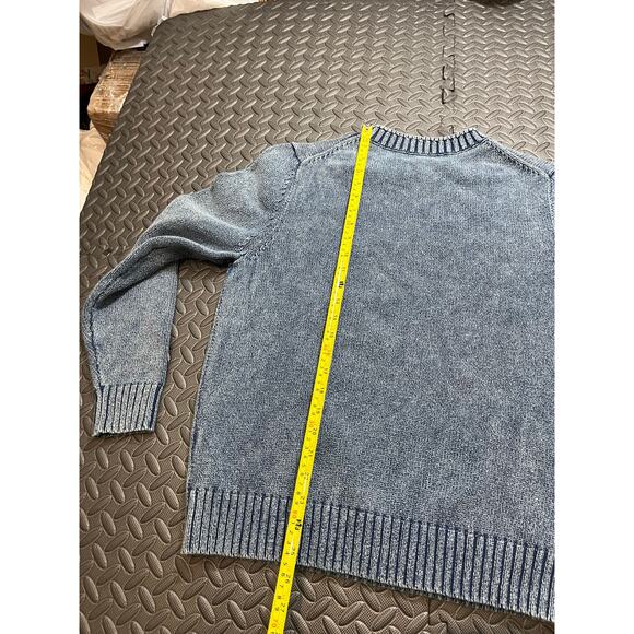 The J Peterman Company Indigo Dye Knit Sweater Sailor Anchor Nautical Mens Med - Picture 8 of 8